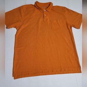 (#15) L.L.BEAN Men's Orange Polo Shirt with Pocket - Classic Short Sleeve
